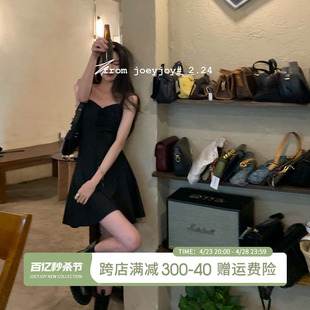 女夏小众设计小黑裙辣妹收腰裙子 JOEYJOY酒一 吊带连衣裙2024新款