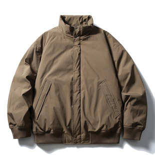 90白鸭绒冬季日系复古哈灵顿工装羽绒服男女宽松加厚保暖面包服潮