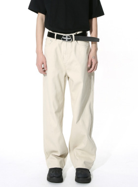 MTLCLOTHES男装|2026春款新品 韩版纯色简约风直筒宽松基础牛仔裤