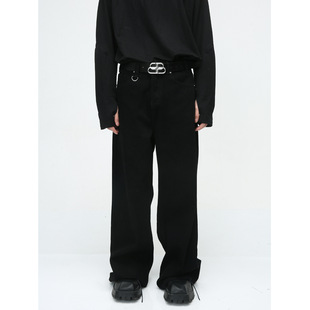 MTLCLOTHES男装|2026秋款新品美式高街简约风黑色宽松休闲牛仔裤