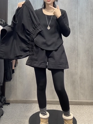 欧货松紧腰牛仔短裤女