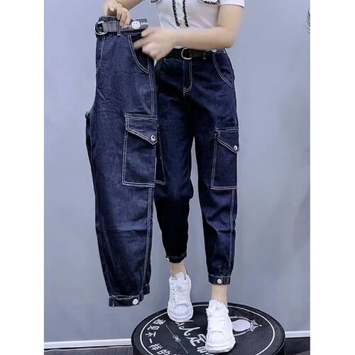显瘦百搭工装牛仔裤女潮高腰直筒弹力2026春秋新款老爹九分小脚裤