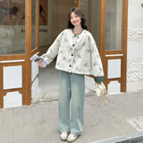 【】新中式复古撞色包边提花圆领短外套2C119-1176-P165-K268，女装短外套，2C119