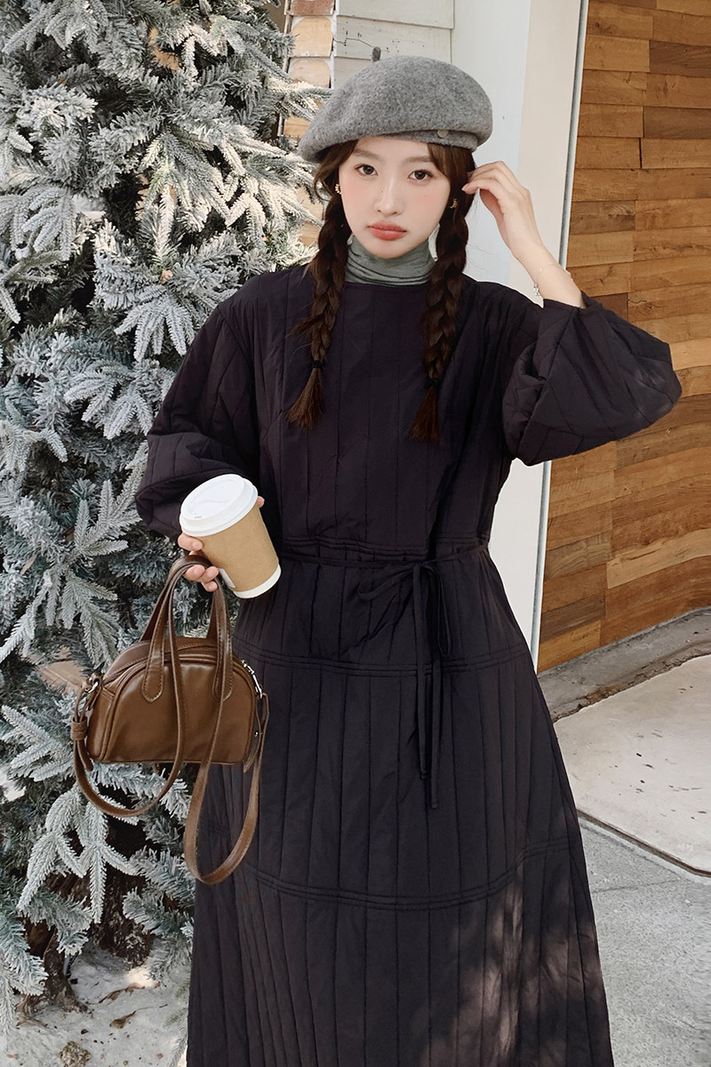 现货新款法式复古夹棉长款连衣裙棉服2C119-5167-P145-K218,女装棉衣/棉服,2C119