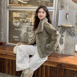 冬季加绒加厚麂皮绒皮毛一体羊羔毛外套2C119-1095-P205-K295，女装短外套，2C119