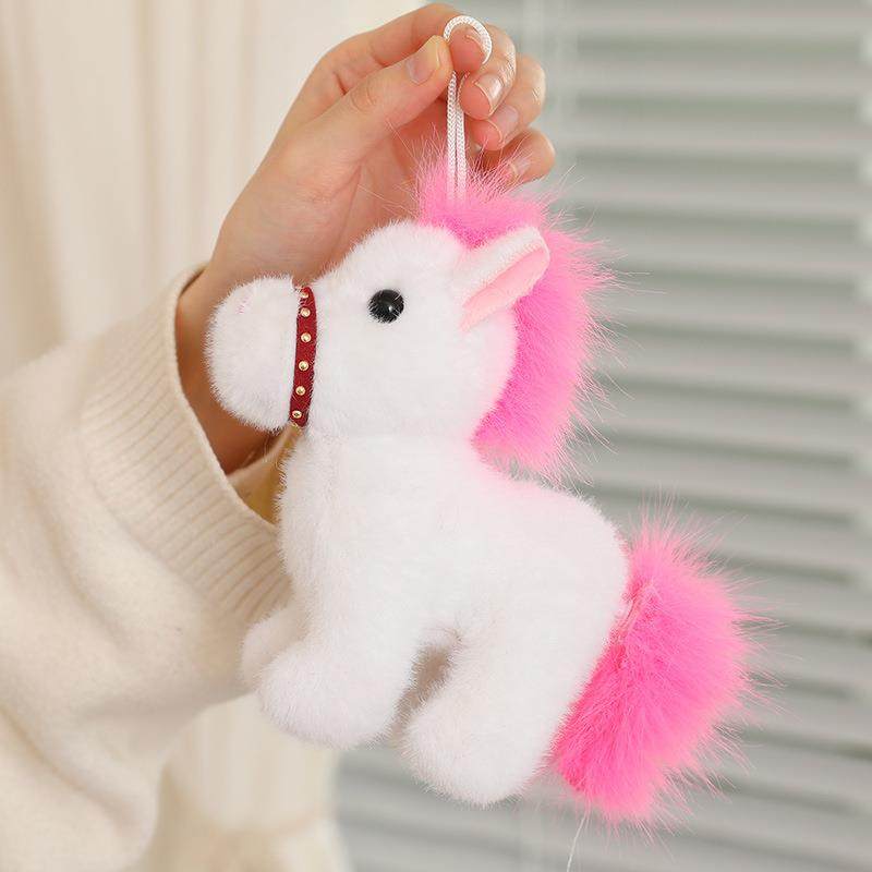 仿真小马挂件公仔可爱拉线小马钥匙扣包包毛绒玩具生肖马新年礼物