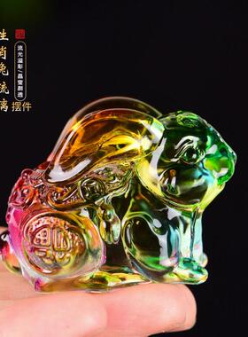 琉璃水晶摆件生肖小兔子工艺品创意家居饰品客厅车载公室装饰品