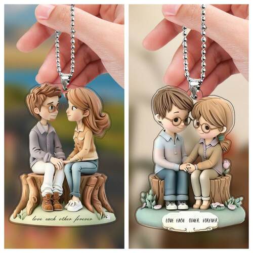 跨境 Love each other forever 情人节情侣亚克力包包钥匙扣挂件