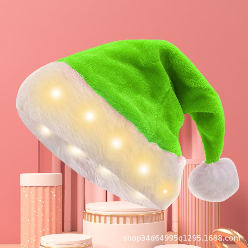 圣诞节装饰用品 高档圣诞短毛绒帽 圣诞用品成人圣诞帽子聚会装扮