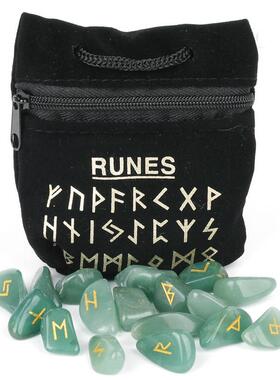 跨境外贸热销25个天然水晶不定形卢恩字母图案如尼半宝石厂家货源