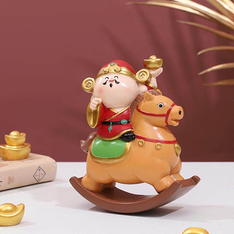马上有钱财神爷摇摇马摆件玄关财神办公室玄学工位财运桌面装饰品