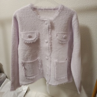 高级感小香风流苏短款外套女秋冬季新款气质毛绒感开衫外搭上衣潮