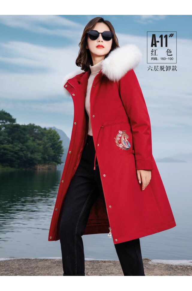 2023新艾情羽A11羽绒服半成品九成品中国风衣皮刺绣女士冬装外套
