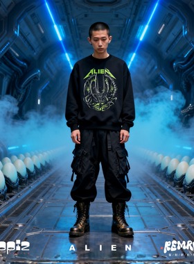 异形普罗米修斯美式复古潮牌衣服ALIEN圆领卫衣男女宽松秋冬