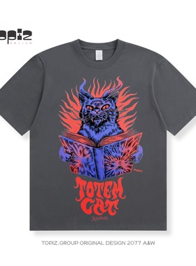 TOPIZ.原创设计美式复古潮牌印花短袖T恤男女夏季宽松