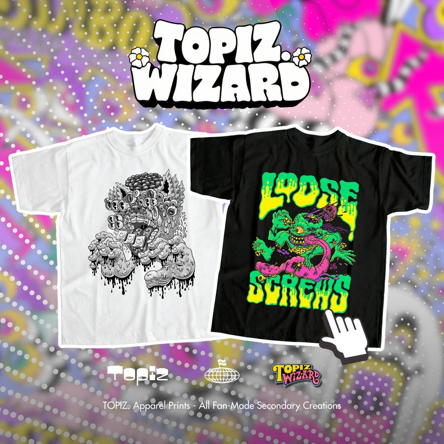 Wizard vintage复古短袖T恤男女宽松纯棉涂鸦街头迷幻魔法美式