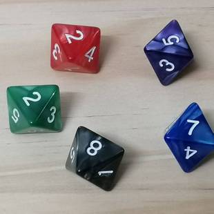 彩色8面骰子粒正八面体数字筛子投子桌游跑团动漫设计配件菱形色