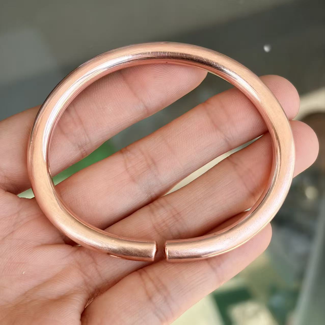 重工极简男女紫铜手工铜手镯D型铜手环纯铜镯子创意个性铜饰品