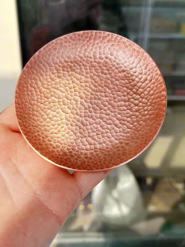 檀山铜制手工锻打纯紫铜茶托杯垫