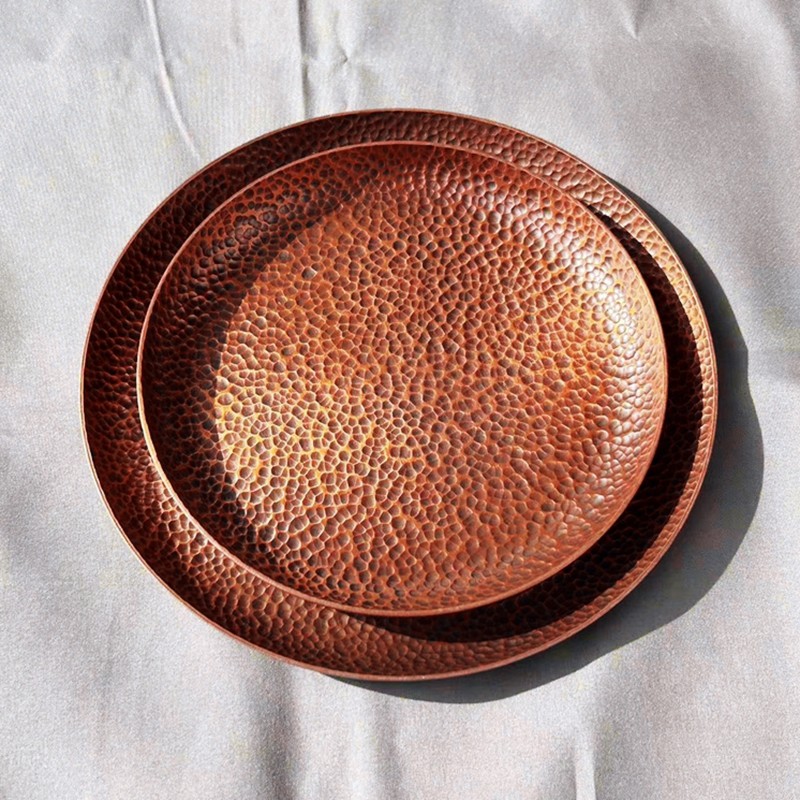 加厚手工紫铜茶盘壶承醒草铜盘圆形铜碟子复古功夫茶具桌面收纳盘,餐饮具,茶盘,淘宝优惠券,粉丝福利购,淘宝优惠卷