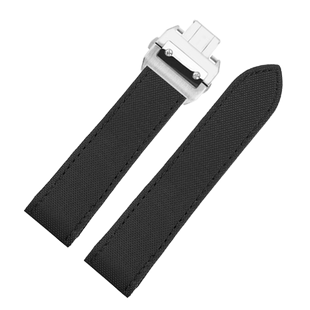 卡特文手表带适配卡地亚山度士santos100系列尼龙纹蝴蝶扣表带23m