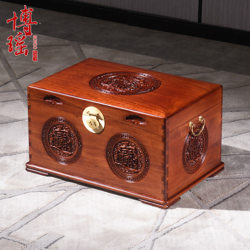 龙凤香樟木箱子婚嫁箱陪嫁全樟木字画箱木箱储物箱实木衣箱樟木箱