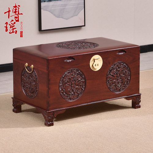 樟木箱香樟木箱子婚嫁箱陪嫁全樟木字画箱弧边储物箱实木衣箱带脚