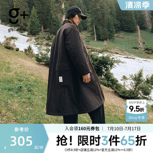 金利来 g+复古元素加厚防风外套中长款宽松棉服男