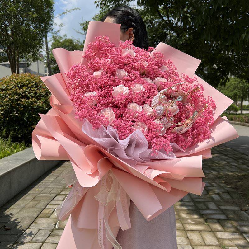 大束皂花玫瑰干花花束生日礼物七夕情人节送爱人朋友闺蜜