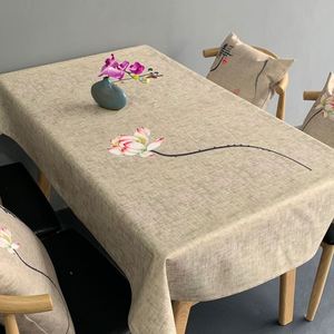 中式禅意桌布中国风布艺餐桌长方形茶几桌盖布茶席圆桌布麻布定制
