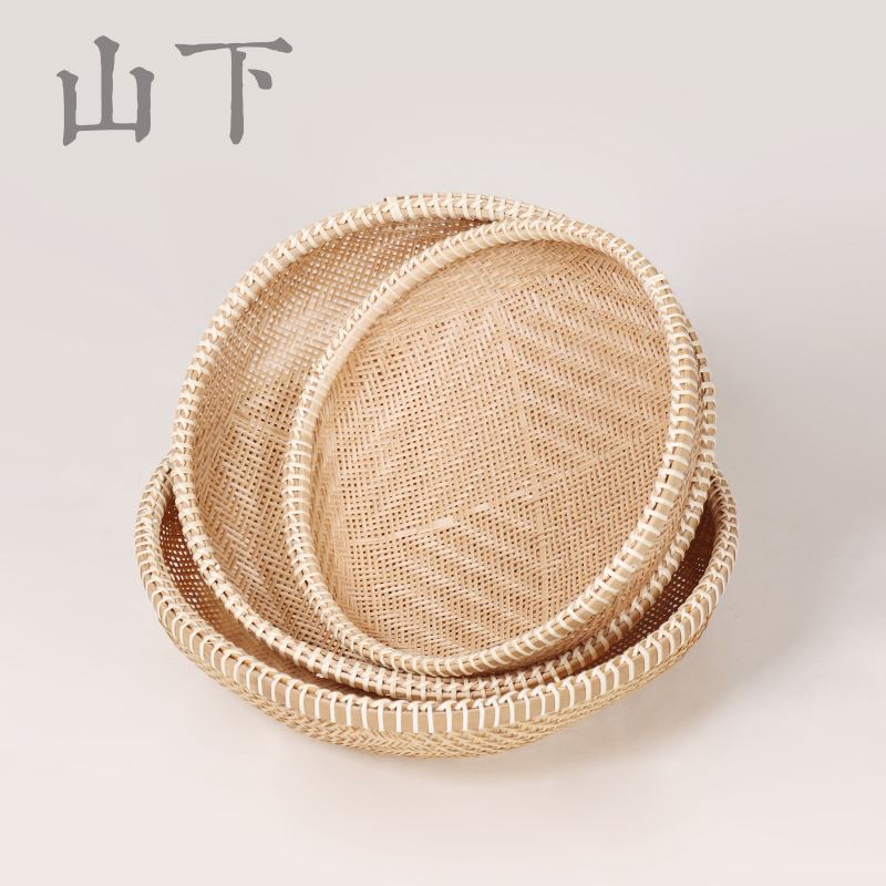 非遗竹编收纳筐水果盘茶点篮子茶器茶具篮竹筐竹筛茶叶细筛竹簸箕