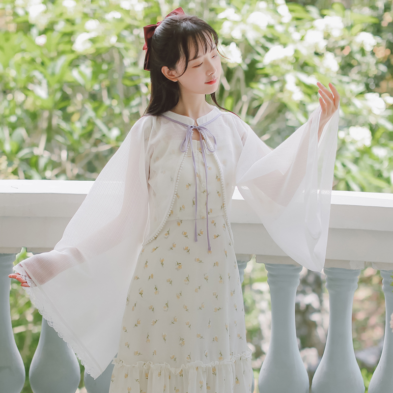 Real photo 2021 retro shawl lace up sunscreen