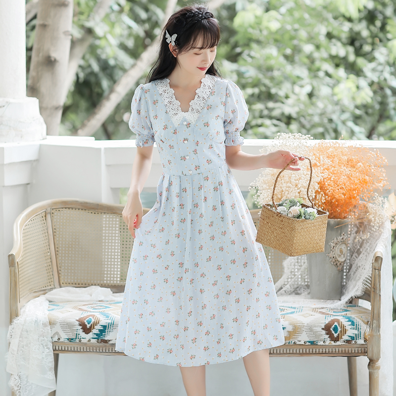 Real French minority retro floral dress