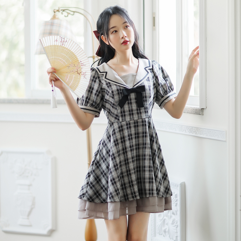 Big picture photo Navy collar academy style dress