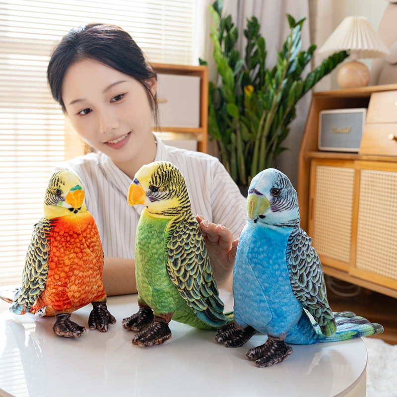跨境仿真金刚鹦鹉公仔毛绒玩具小鸟摆件玩偶动物园纪念品儿童娃娃