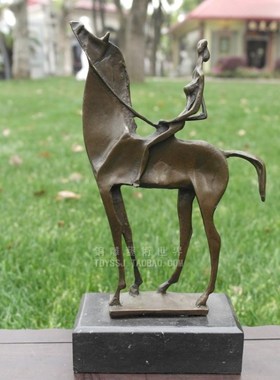 女士骑马家居饰品纯手工书房铜像