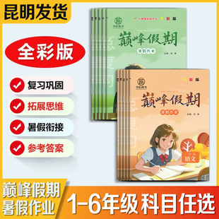 暑假作业巅峰假期语文数学人教版一二三四五年级全彩版暑假假期作业本南方出版社