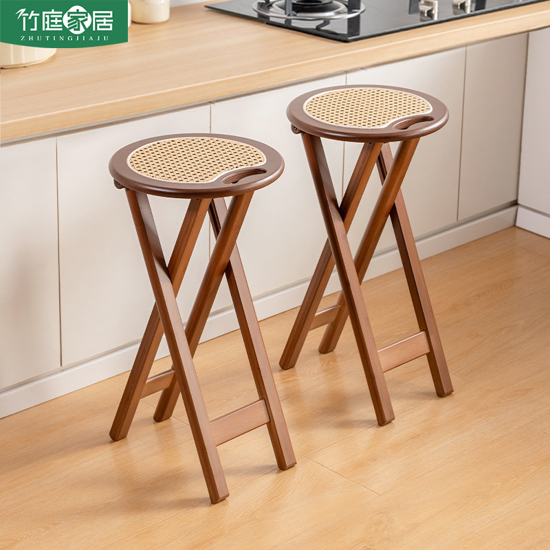 折叠圆凳吧台凳家用餐凳客厅备用板凳便携式厨房洗菜凳藤编高脚凳,住宅家具,折叠凳/马扎,淘宝优惠券,粉丝福利购,淘宝优惠卷