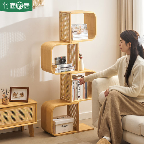 网红创意书架异形格子藤编置物架