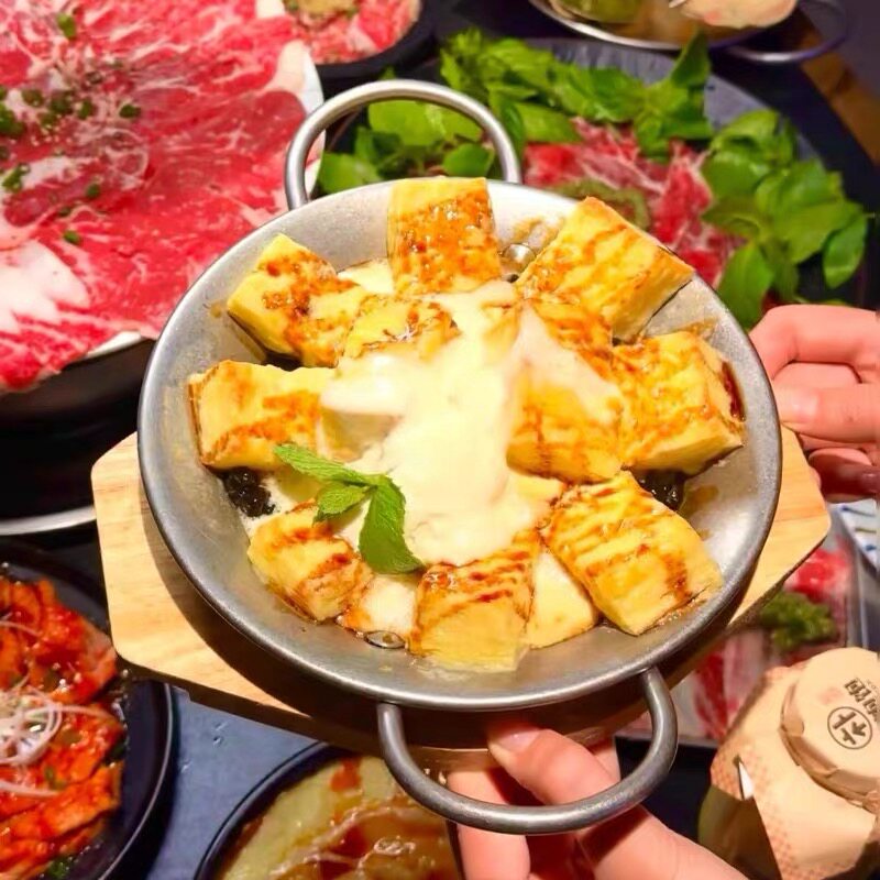 复古不锈钢西班牙海鲜锅焗饭锅高端双耳干锅干锅平底锅圆形意面盘