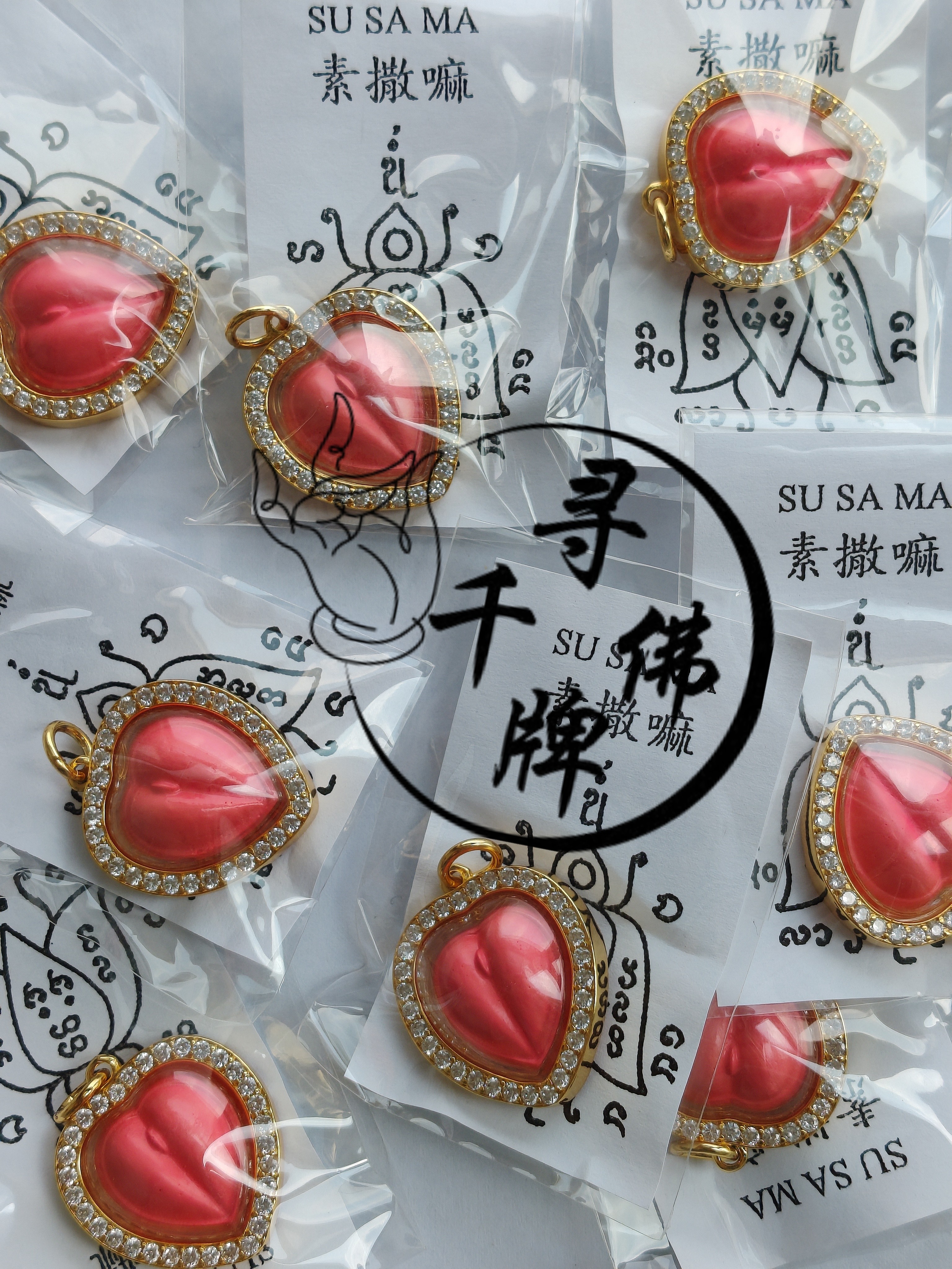 泰国正品  赞喷金色粉色桃心项链 u尼心锁水晶手链 项链吊坠礼物