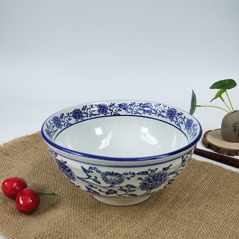 粗陶青花螺纹兰州拉面碗米线米粉碗牛肉面碗家用商用陶瓷餐具包邮