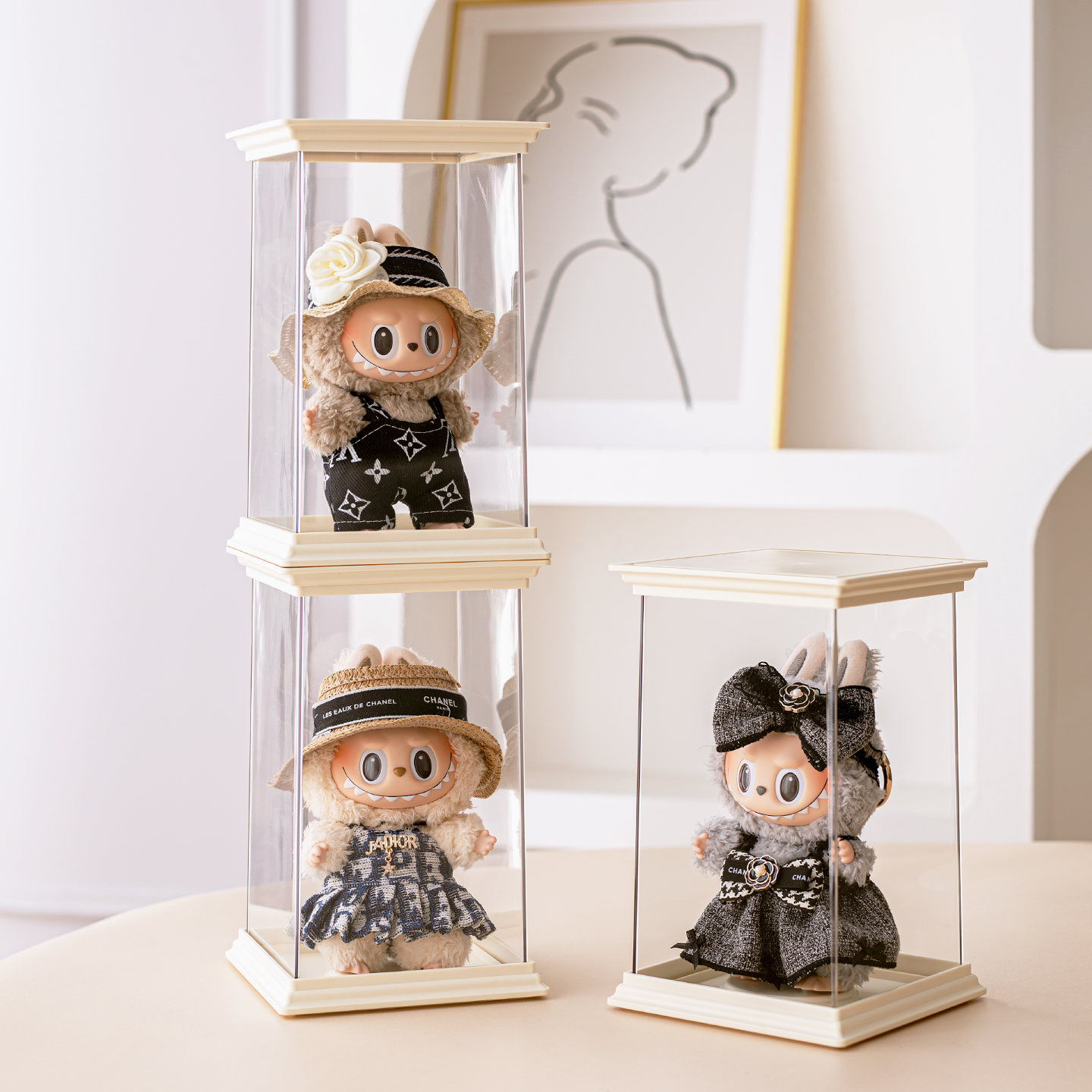 拉布布展示盒搪胶公仔手办收纳盒