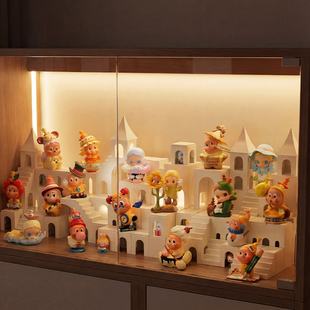 盲盒展示架柜内DIY模块造景潮玩手办收纳架带灯萌粒收藏痛柜摆件