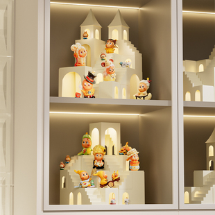 盲盒展示架柜内摆件手办收纳架带灯适用泡泡玛特萌粒星星人造景盒