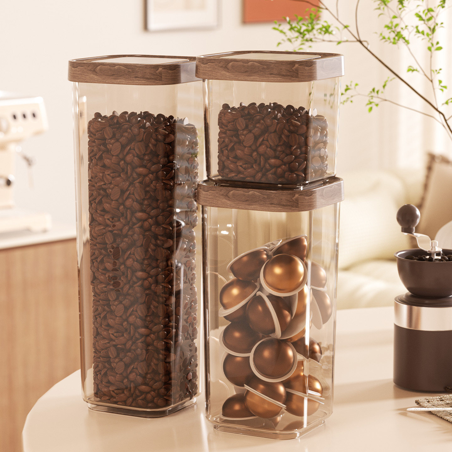 密封储物罐家用大容量咖啡豆防潮收纳罐简约透明咖啡粉茶叶保存罐,厨房/烹饪用具,密封罐,淘宝优惠券,粉丝福利购,淘宝优惠卷