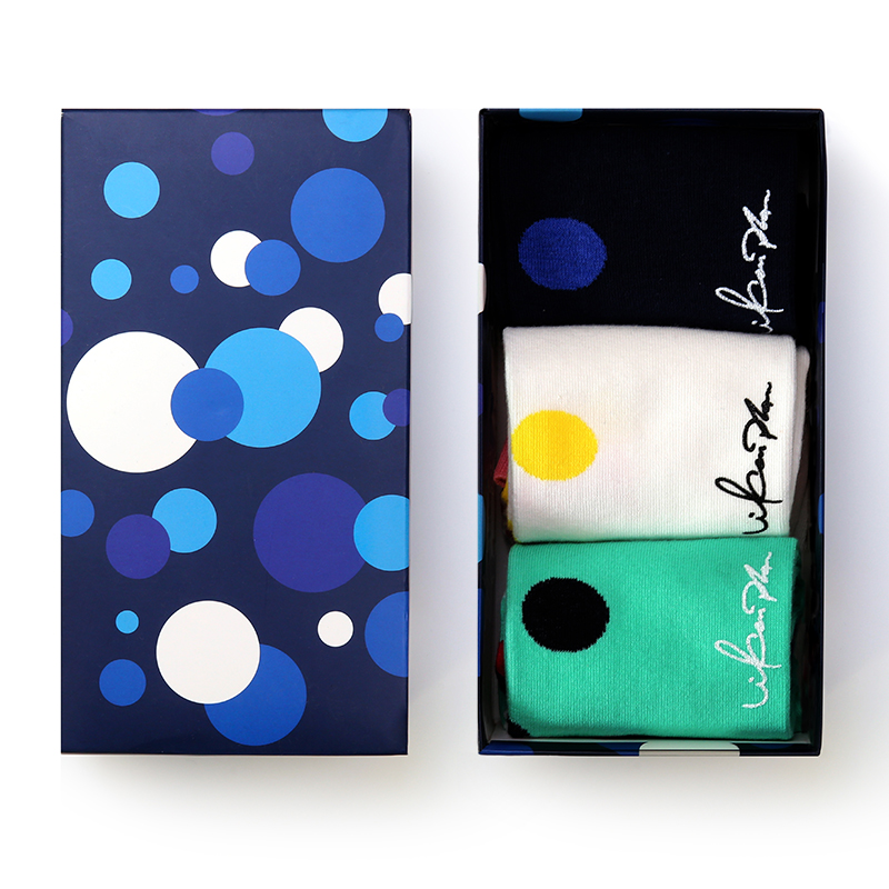 原创风设计师波点中筒袜