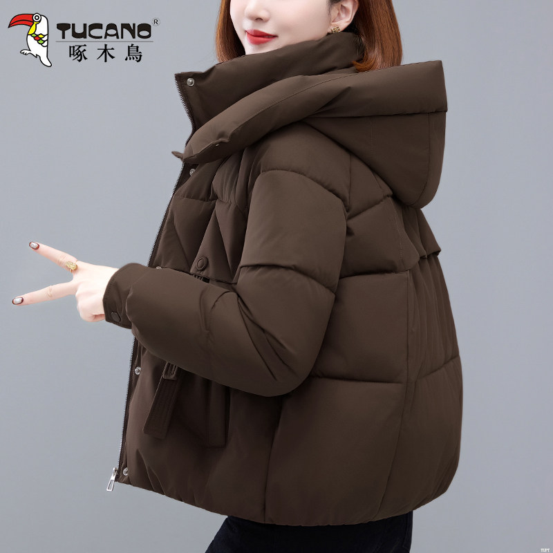 啄木鸟短款棉衣女款2025冬季新款妈妈加厚保暖棉服女士洋气小棉袄