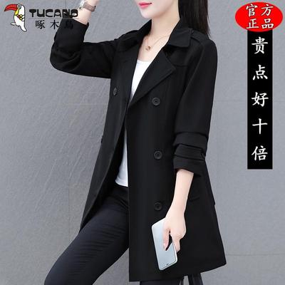 啄木鸟中长款风衣女款2025新款小个子大衣春秋款时尚女装百搭外套