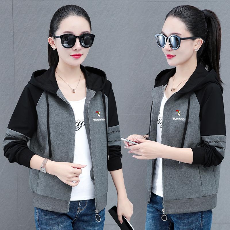 啄木鸟运动外套女款春秋2025新款中老年女装休闲宽松连帽拉链卫衣